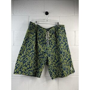 Psycho Bunny Swim Trunks Mens Neon Yellow Abstract Stripe Pattern Size 3XLT